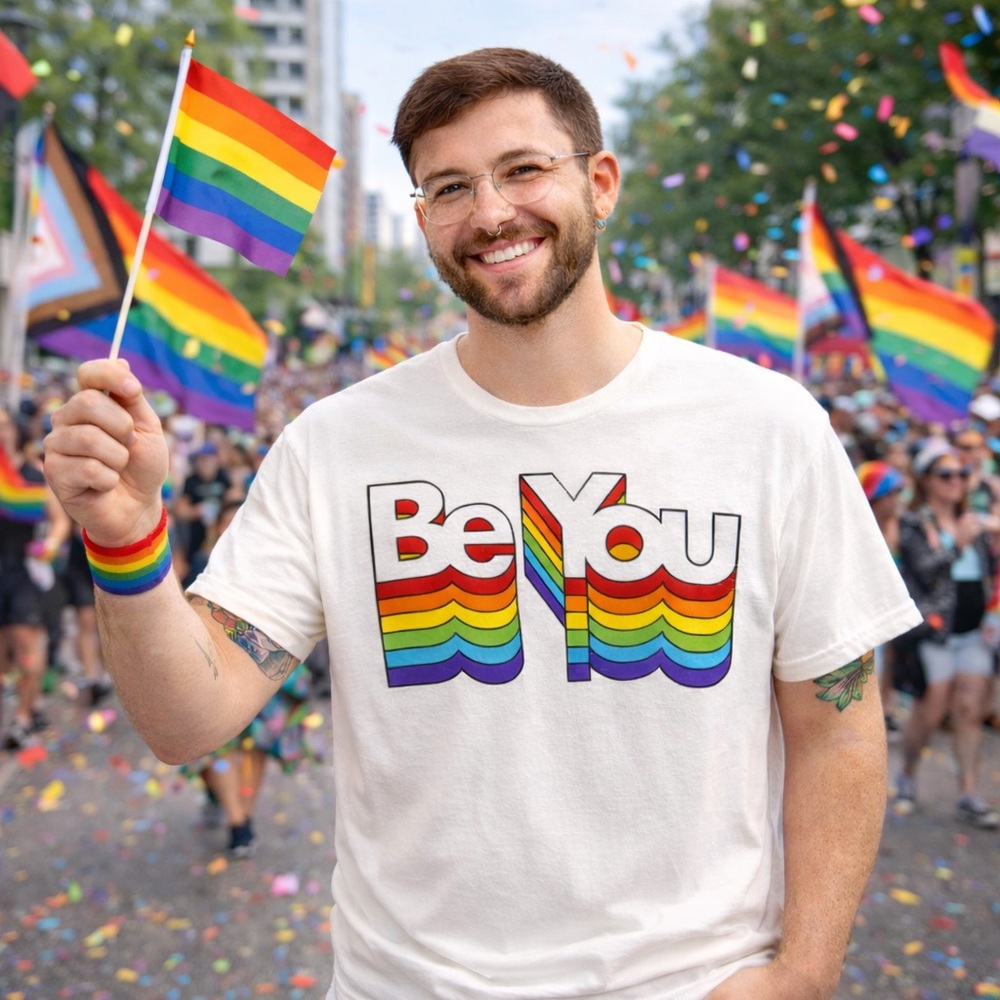 Fifth Sun “Be You” Rainbow Pride Graphic White Tee Unisex LGBTQ Shirt XXL New! - Picture 3 of 5